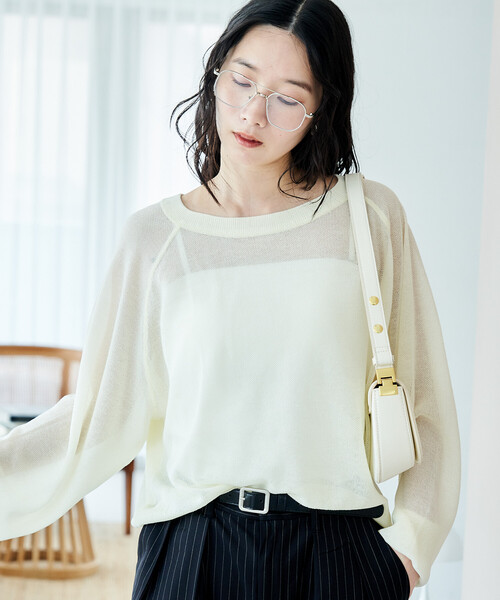 FREAK'S STORE（フリークスストア）の「【セットアイテム】カップ付キャミ ＆ シアー サマーニットセット（Tシャツ/カットソー・レディース・ピンク/オフホワイト/ブラック・ﾌﾘ-）」の16枚目の写真