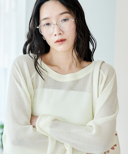 FREAK'S STORE（フリークスストア）の「【セットアイテム】カップ付キャミ ＆ シアー サマーニットセット（Tシャツ/カットソー・レディース・ピンク/オフホワイト/ブラック・ﾌﾘ-）」の18枚目の写真