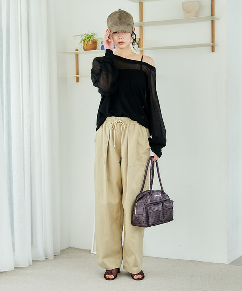 FREAK'S STORE（フリークスストア）の「【セットアイテム】カップ付キャミ ＆ シアー サマーニットセット（Tシャツ/カットソー・レディース・ピンク/オフホワイト/ブラック・ﾌﾘ-）」の21枚目の写真