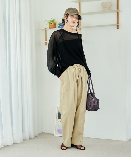 FREAK'S STORE（フリークスストア）の「【セットアイテム】カップ付キャミ ＆ シアー サマーニットセット（Tシャツ/カットソー・レディース・ピンク/オフホワイト/ブラック・ﾌﾘ-）」の22枚目の写真