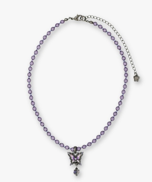 ANNA SUI(アナスイ)の「蝶モチーフ パールネックレス(ネックレス・レディース・ホワイト/パープル・ONE SIZE)」の1枚目の写真