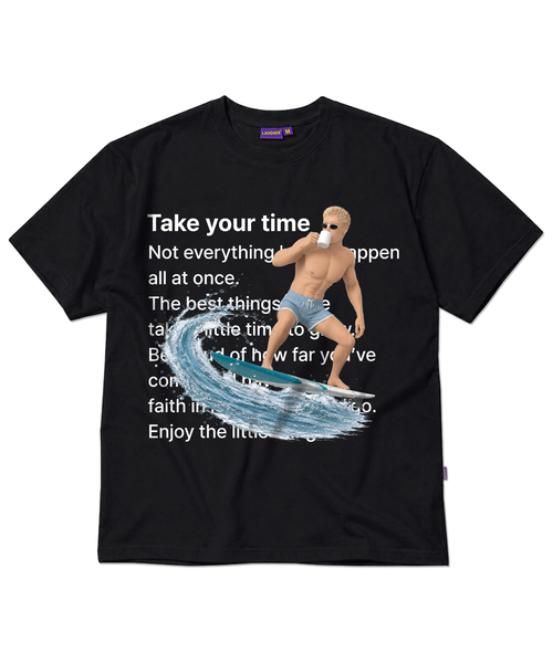 LAUGHER(ラファー)の「サーファーガイTシャツ - ブラック(Tシャツ/カットソー・レディース・ブラック・MEDIUM/LARGE/X-LARGE)」の1枚目の写真
