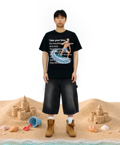 LAUGHER(ラファー)の「サーファーガイTシャツ - ブラック(Tシャツ/カットソー・レディース・ブラック・MEDIUM/LARGE/X-LARGE)」の4枚目の写真