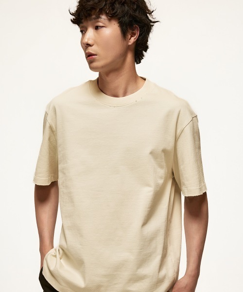 MODE COMMUTER（モードコミューター）の「Washed Jersey Crewneck T-Shirt（Tシャツ/カットソー・メンズ・ベージュ・MEDIUM/LARGE）」の13枚目の写真
