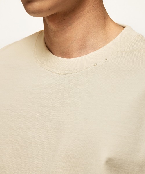 MODE COMMUTER（モードコミューター）の「Washed Jersey Crewneck T-Shirt（Tシャツ/カットソー・メンズ・ベージュ・MEDIUM/LARGE）」の7枚目の写真