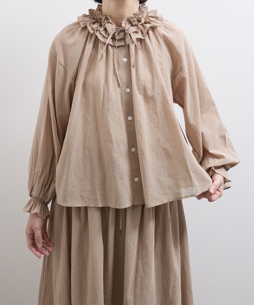 vent blanc(ヴァンブラン)の「VB:denicher デニシェ Soft ボイル フリル ブラウス(シャツ/ブラウス・レディース・ホワイト/ブラック/ベージュ/ピンク・FREE)」の3枚目の写真