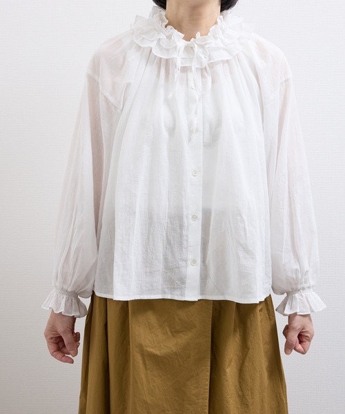 vent blanc(ヴァンブラン)の「VB:denicher デニシェ Soft ボイル フリル ブラウス(シャツ/ブラウス・レディース・ホワイト/ブラック/ベージュ/ピンク・FREE)」の10枚目の写真