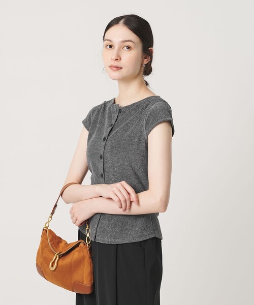 BEAUTY&YOUTH UNITED ARROWS(ビューティーアンドユースユナイテッドアローズ)の「ポリエステルコットン 2WAY キャップスリーブ トップス(Tシャツ/カットソー・レディース・モカ/レッド/ブラック/ダークグレー・FREE)」の2枚目の写真