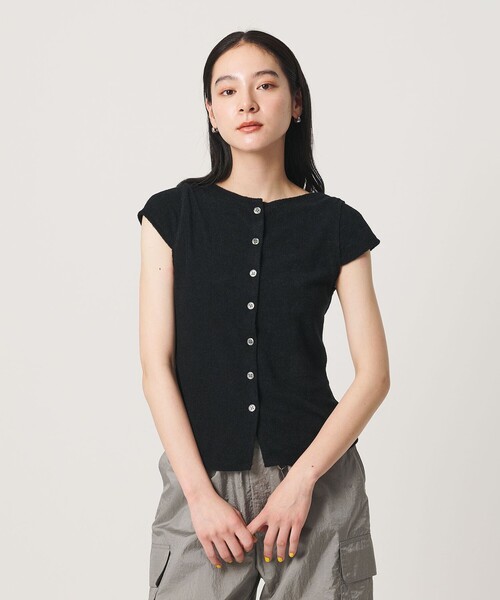 BEAUTY&YOUTH UNITED ARROWS(ビューティーアンドユースユナイテッドアローズ)の「ポリエステルコットン 2WAY キャップスリーブ トップス(Tシャツ/カットソー・レディース・モカ/レッド/ブラック/ダークグレー・FREE)」の1枚目の写真