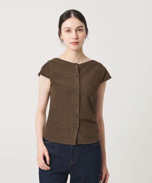 BEAUTY&YOUTH UNITED ARROWS(ビューティーアンドユースユナイテッドアローズ)の「ポリエステルコットン 2WAY キャップスリーブ トップス(Tシャツ/カットソー・レディース・モカ/レッド/ブラック/ダークグレー・FREE)」の3枚目の写真