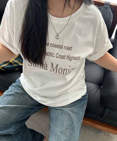 Girly Doll（ガーリードール）の「クルーネックロゴプリントTシャツ（Tシャツ/カットソー・レディース・ホワイト/ブラック・L/M）」の10枚目の写真