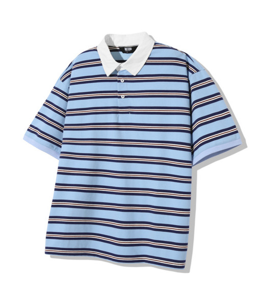 TRILLION(トリリオン)の「ラグビーコットンカラーオーバーサイズ半袖Tシャツ_4カラー(Tシャツ/カットソー・メンズ・スカイブルー/チャコール/ブラック・LARGE/MEDIUM/X-LARGE)」の1枚目の写真