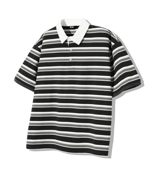 TRILLION(トリリオン)の「ラグビーコットンカラーオーバーサイズ半袖Tシャツ_4カラー(Tシャツ/カットソー・メンズ・スカイブルー/チャコール/ブラック・LARGE/MEDIUM/X-LARGE)」の2枚目の写真