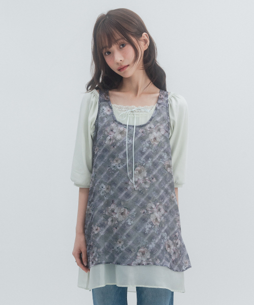 HIGH SCHOOL DISCO(ハイスクールディスコ)の「7部レースシャーリングスリーブ_ミント(Tシャツ/カットソー・レディース・その他・FREE)」の11枚目の写真