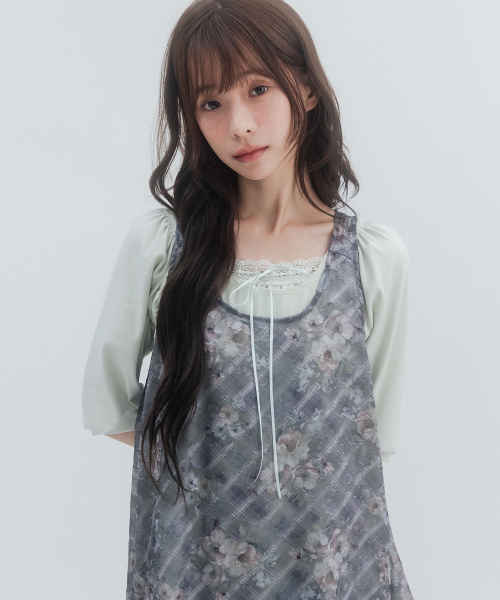 HIGH SCHOOL DISCO(ハイスクールディスコ)の「7部レースシャーリングスリーブ_ミント(Tシャツ/カットソー・レディース・その他・FREE)」の12枚目の写真
