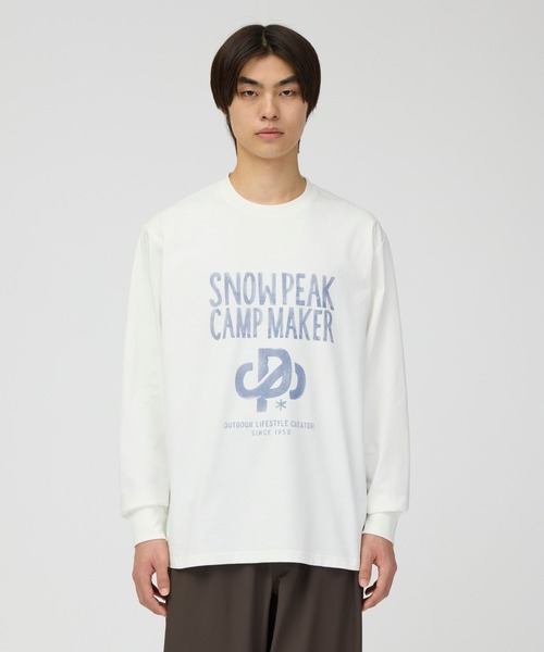 Snow Peak(スノーピーク)の「Snow Peak / SP Fieldworks L/S T-Shirt フィールドワークス 長袖Tシャツ(Tシャツ/カットソー・メンズ・ダークグリーン/オフホワイト/チャコール・M/S/L/XL)」の2枚目の写真