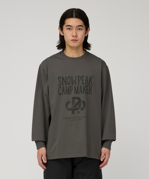 Snow Peak(スノーピーク)の「Snow Peak / SP Fieldworks L/S T-Shirt フィールドワークス 長袖Tシャツ(Tシャツ/カットソー・メンズ・ダークグリーン/オフホワイト/チャコール・M/S/L/XL)」の3枚目の写真