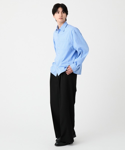 EVOLVERA（エボルヴェラー）の「Regular Collar Long-Sleeve Shirt / レギュラーカラー長袖シャツ【ストライプ&チェック】（シャツ/ブラウス・メンズ・ブルー系1/ブラック系1・L/M）」の3枚目の写真