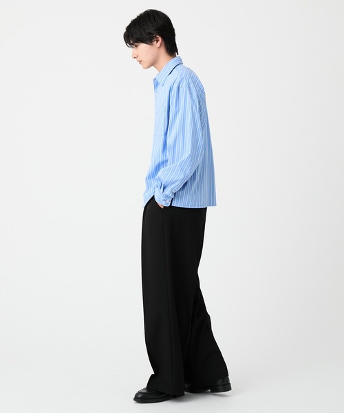 EVOLVERA（エボルヴェラー）の「Regular Collar Long-Sleeve Shirt / レギュラーカラー長袖シャツ【ストライプ&チェック】（シャツ/ブラウス・メンズ・ブルー系1/ブラック系1・L/M）」の5枚目の写真