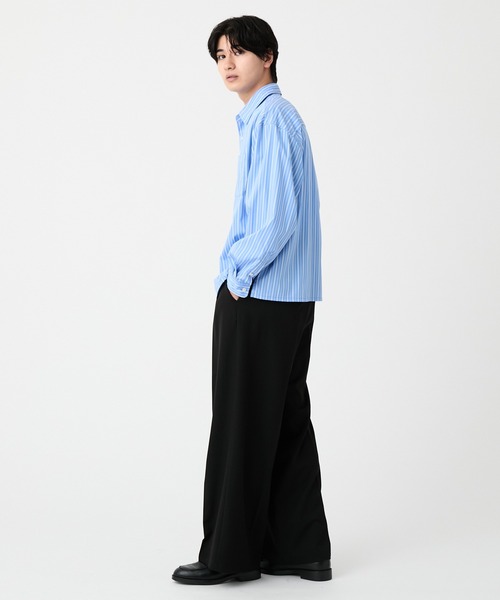 EVOLVERA（エボルヴェラー）の「Regular Collar Long-Sleeve Shirt / レギュラーカラー長袖シャツ【ストライプ&チェック】（シャツ/ブラウス・メンズ・ブルー系1/ブラック系1・L/M）」の6枚目の写真