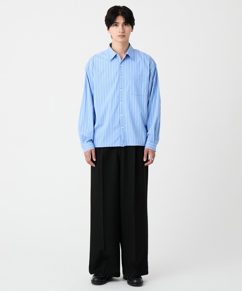 EVOLVERA（エボルヴェラー）の「Regular Collar Long-Sleeve Shirt / レギュラーカラー長袖シャツ【ストライプ&チェック】（シャツ/ブラウス・メンズ・ブルー系1/ブラック系1・L/M）」の7枚目の写真