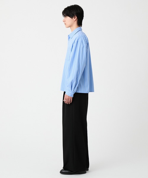 EVOLVERA（エボルヴェラー）の「Regular Collar Long-Sleeve Shirt / レギュラーカラー長袖シャツ【ストライプ&チェック】（シャツ/ブラウス・メンズ・ブルー系1/ブラック系1・L/M）」の8枚目の写真