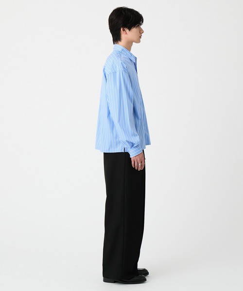 EVOLVERA（エボルヴェラー）の「Regular Collar Long-Sleeve Shirt / レギュラーカラー長袖シャツ【ストライプ&チェック】（シャツ/ブラウス・メンズ・ブルー系1/ブラック系1・L/M）」の9枚目の写真