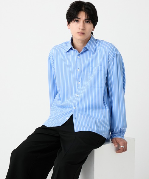 EVOLVERA（エボルヴェラー）の「Regular Collar Long-Sleeve Shirt / レギュラーカラー長袖シャツ【ストライプ&チェック】（シャツ/ブラウス・メンズ・ブルー系1/ブラック系1・L/M）」の14枚目の写真