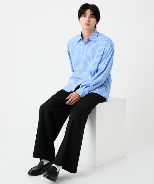 EVOLVERA（エボルヴェラー）の「Regular Collar Long-Sleeve Shirt / レギュラーカラー長袖シャツ【ストライプ&チェック】（シャツ/ブラウス・メンズ・ブルー系1/ブラック系1・L/M）」の17枚目の写真
