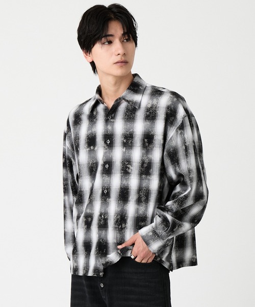 EVOLVERA（エボルヴェラー）の「Regular Collar Long-Sleeve Shirt / レギュラーカラー長袖シャツ【ストライプ&チェック】（シャツ/ブラウス・メンズ・ブルー系1/ブラック系1・L/M）」の19枚目の写真
