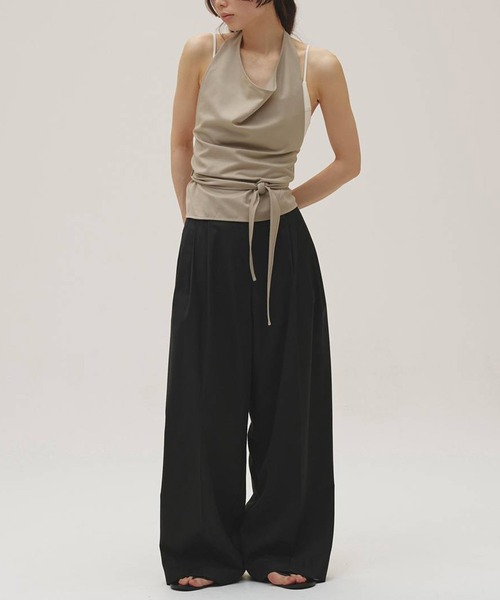 TODAYFUL（トゥデイフル）の「[TODAYFUL/トゥデイフル]Lightweight Tuck Trousers/ライトウェイト タックトラウザーズ/ワイドスラックス（スラックス・レディース・ブラック/ダークブラウン・38/36）」の12枚目の写真