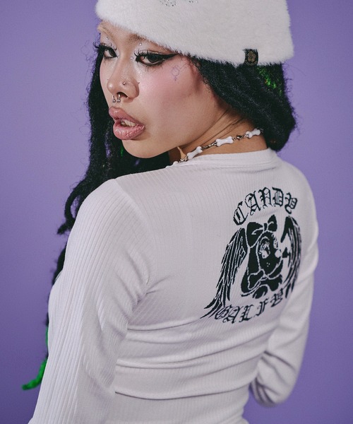 GALFY(ガルフィー)の「Candy Galfy-骨×LOVEロンTee(Tシャツ/カットソー・レディース・ブラック/その他1/ホワイト・FREE)」の7枚目の写真