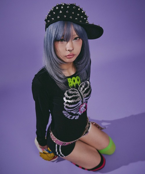 GALFY(ガルフィー)の「Candy Galfy-骨×LOVEロンTee(Tシャツ/カットソー・レディース・ブラック/その他1/ホワイト・FREE)」の19枚目の写真
