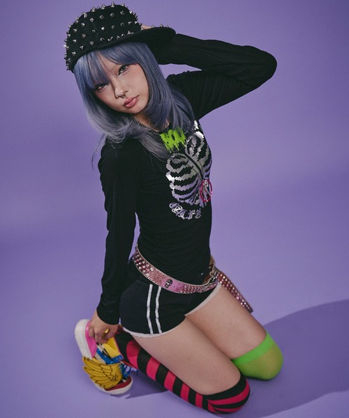 GALFY(ガルフィー)の「Candy Galfy-骨×LOVEロンTee(Tシャツ/カットソー・レディース・ブラック/その他1/ホワイト・FREE)」の20枚目の写真