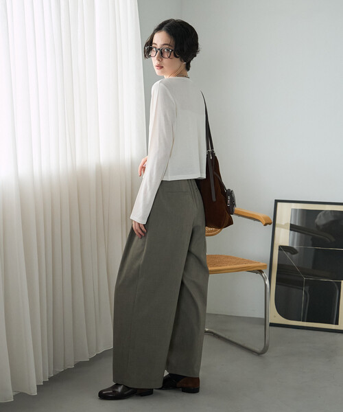 FREAK'S STORE（フリークスストア）の「シアーワッフル ショートカーディガン/シアーカーディガン（カーディガン/ボレロ・レディース・ブラウン/ピンク/オフホワイト/ブラック・ﾌﾘ-）」の8枚目の写真