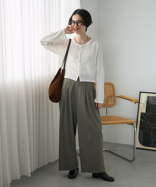 FREAK'S STORE（フリークスストア）の「シアーワッフル ショートカーディガン/シアーカーディガン（カーディガン/ボレロ・レディース・ブラウン/ピンク/オフホワイト/ブラック・ﾌﾘ-）」の11枚目の写真