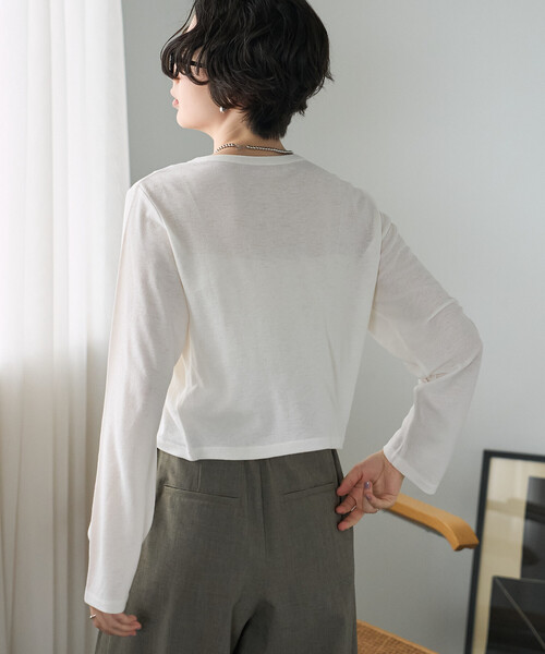 FREAK'S STORE（フリークスストア）の「シアーワッフル ショートカーディガン/シアーカーディガン（カーディガン/ボレロ・レディース・ブラウン/ピンク/オフホワイト/ブラック・ﾌﾘ-）」の13枚目の写真
