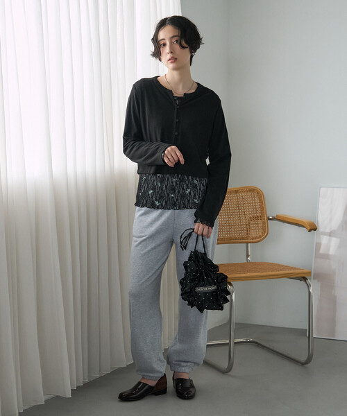 FREAK'S STORE（フリークスストア）の「シアーワッフル ショートカーディガン/シアーカーディガン（カーディガン/ボレロ・レディース・ブラウン/ピンク/オフホワイト/ブラック・ﾌﾘ-）」の17枚目の写真