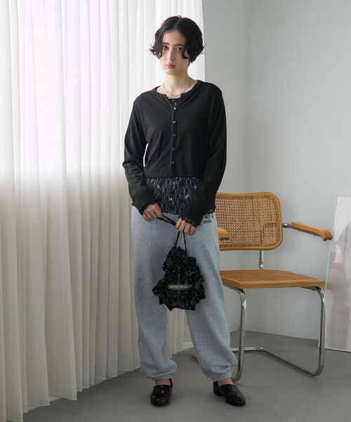 FREAK'S STORE（フリークスストア）の「シアーワッフル ショートカーディガン/シアーカーディガン（カーディガン/ボレロ・レディース・ブラウン/ピンク/オフホワイト/ブラック・ﾌﾘ-）」の21枚目の写真
