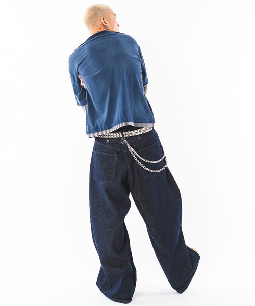 SHORT ROUND(ショートラウンド)の「SHORT ROUND/【26年秋冬新作】ウルトラバギーデニムパンツ(デニムパンツ・メンズ・インディゴブルー/ブラック系2・MEDIUM/LARGE)」の16枚目の写真