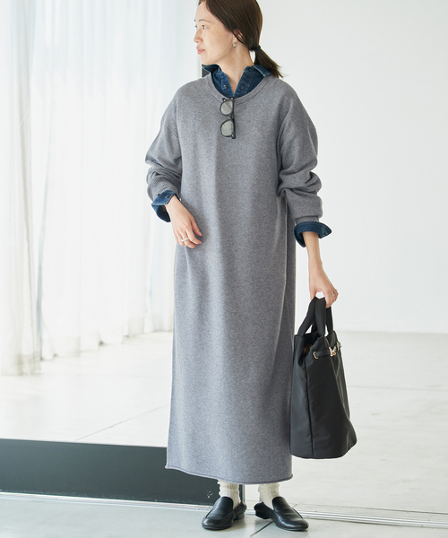SLOBE IENA(スローブイエナ)の「《シリーズあり/》ウォッシャブルスムースニットワンピース(ワンピース・レディース・ネイビー/チャコールグレー/レッド・FREE)」の1枚目の写真
