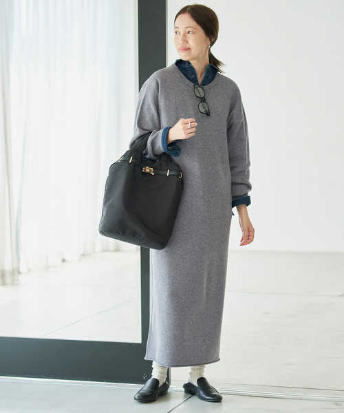 SLOBE IENA(スローブイエナ)の「《シリーズあり/》ウォッシャブルスムースニットワンピース(ワンピース・レディース・ネイビー/チャコールグレー/レッド・FREE)」の7枚目の写真