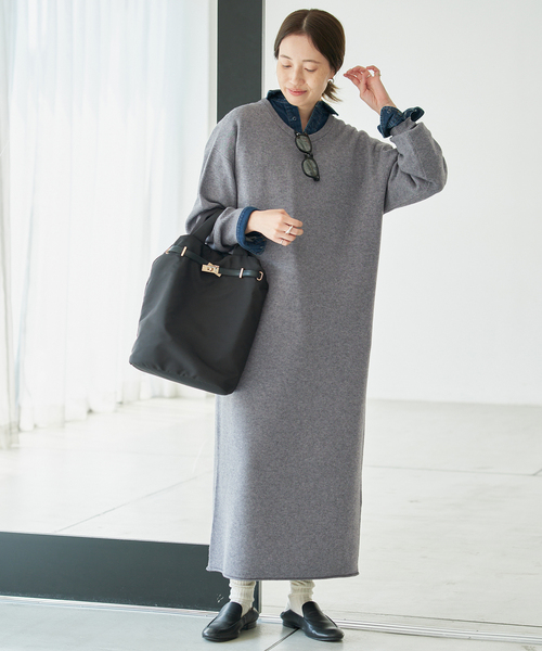 SLOBE IENA(スローブイエナ)の「《シリーズあり/》ウォッシャブルスムースニットワンピース(ワンピース・レディース・ネイビー/チャコールグレー/レッド・FREE)」の8枚目の写真
