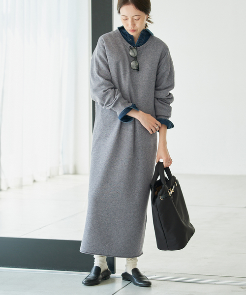 SLOBE IENA(スローブイエナ)の「《シリーズあり/》ウォッシャブルスムースニットワンピース(ワンピース・レディース・ネイビー/チャコールグレー/レッド・FREE)」の9枚目の写真