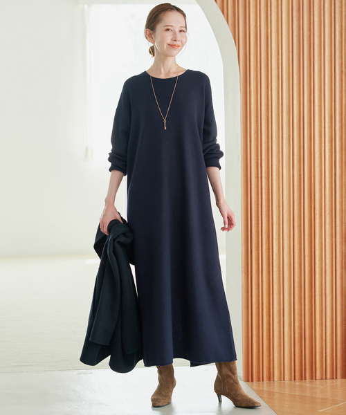 SLOBE IENA(スローブイエナ)の「《シリーズあり/》ウォッシャブルスムースニットワンピース(ワンピース・レディース・ネイビー/チャコールグレー/レッド・FREE)」の13枚目の写真