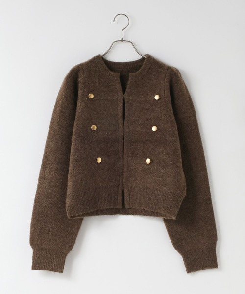 LOWRYS FARM(ローリーズファーム)の「ナポレオンニットジャケット 1084421(ノーカラージャケット・レディース・アイボリー/グレー/ブラウン・FREE)」の3枚目の写真