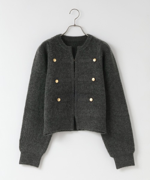 LOWRYS FARM(ローリーズファーム)の「ナポレオンニットジャケット 1084421(ノーカラージャケット・レディース・アイボリー/グレー/ブラウン・FREE)」の2枚目の写真
