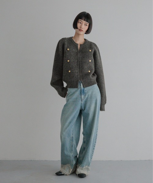 LOWRYS FARM(ローリーズファーム)の「ナポレオンニットジャケット 1084421(ノーカラージャケット・レディース・アイボリー/グレー/ブラウン/ライトグレー・FREE)」の17枚目の写真