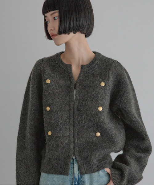 LOWRYS FARM(ローリーズファーム)の「ナポレオンニットジャケット 1084421(ノーカラージャケット・レディース・アイボリー/グレー/ブラウン/ライトグレー・FREE)」の22枚目の写真