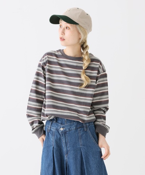 HEART MARKET（ハートマーケット）の「ワイドな長袖チュニック（Tシャツ/カットソー・レディース・ナチュラル/ブラック/グリーン系/ベージュ系/グレー系/オレンジ系/レッド系/ブラック系・LARGE/MEDIUM）」の4枚目の写真